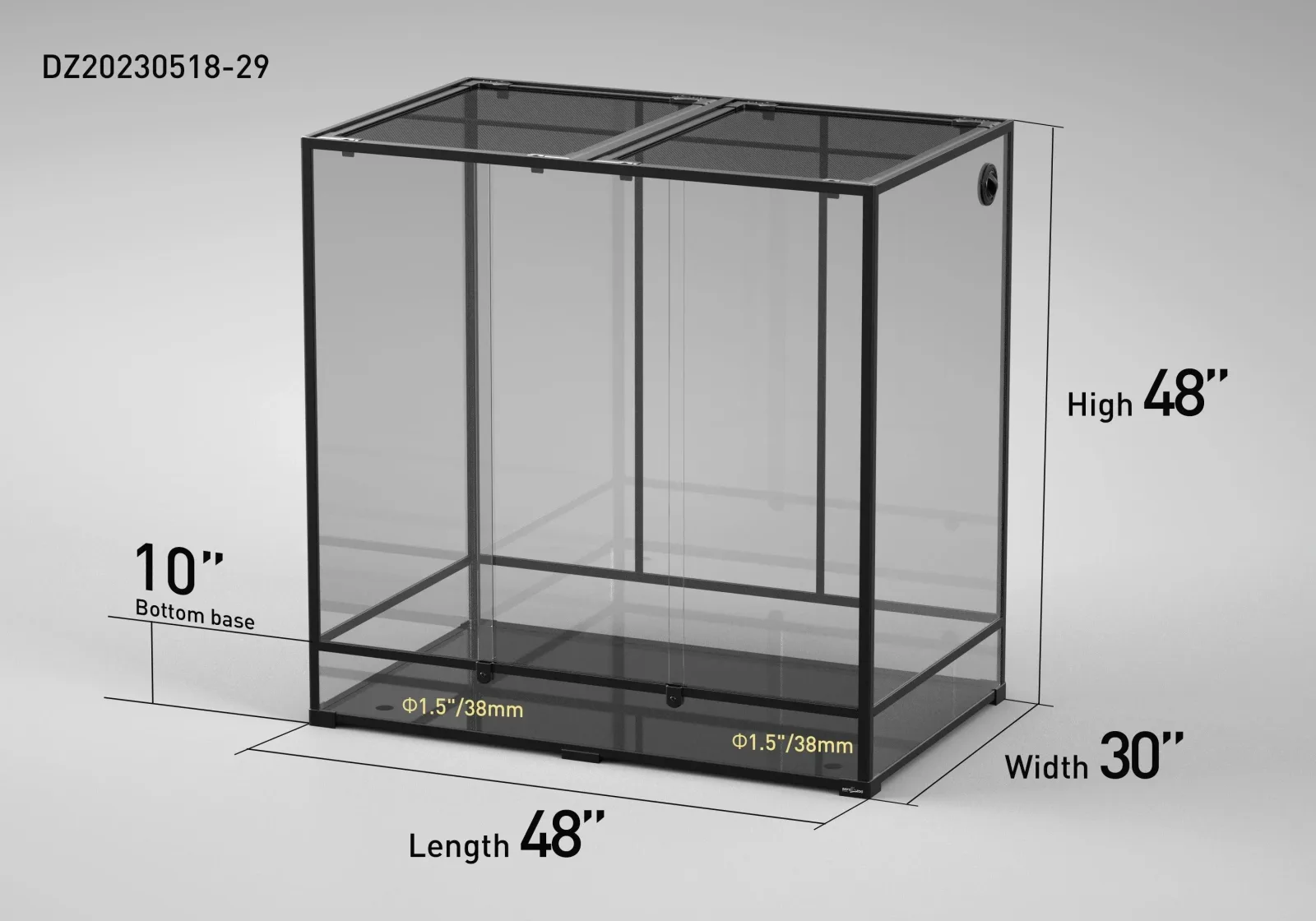 REPTI ZOO 300 Gallon 48" x 30"x 48" Glass Reptile Terrarium with Sliding Door Reptile Habitat Tank (customed reptile cage)
