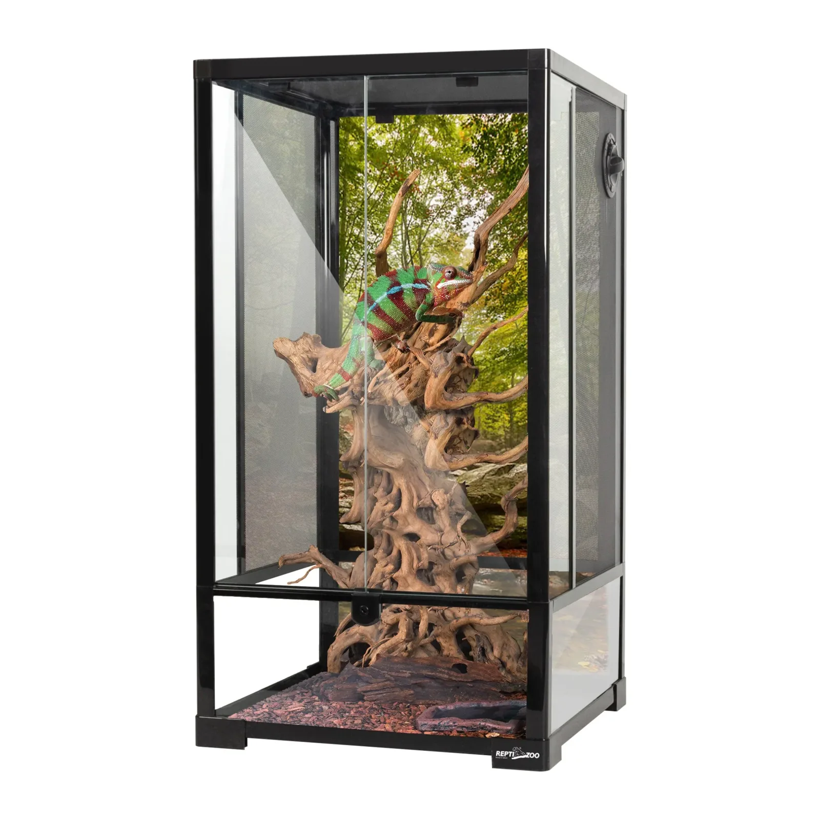 REPTI ZOO 33 Gallon 16" x 16" x 30" Vertical Reptile Cages With Wire Mesh Screen Cover And Front Door