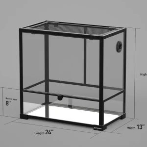 REPTI ZOO 33 Gallon 24"x 13"x 24" Glass Reptile Terrarium Front Opening Reptile Habitat Tank (customed reptile cage)
