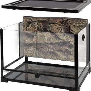 REPTI ZOO 34 Gallon Large Glass Reptile Terrarium with Foam Background