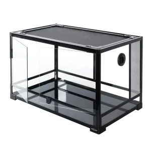 REPTI ZOO 35 Gallon 30*18*18'' Reptile Habitat With Front Double Glass Safe Doors And Preset Feeding Tool Holes RK301818G