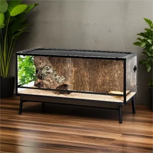 REPTI ZOO 48" x 18" x 18" Reptile Large Terrarium 67 Gallon Newly Upgraded All Glass, Double Hinge Door Reptile Terrarium(Knock-Down) RK0222A