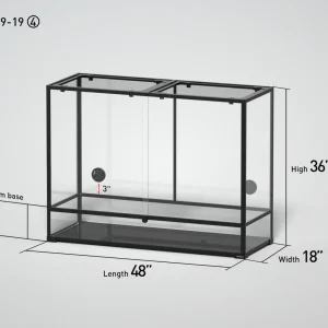 REPTI ZOO 48" x 18"x 36" Glass Reptile Terrarium with Sliding Door Custom Reptile Tank (customed reptile cage)