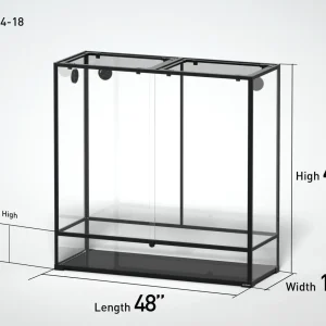 REPTI ZOO 48" x 18"x 48" Glass Reptile Terrarium with Sliding Door Custom Reptile Tank (customed reptile cage)