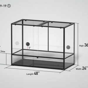 REPTI ZOO 48" x 36"x 24" Glass Reptile Terrarium with Sliding Door Custom Reptile Tank (customed reptile cage)