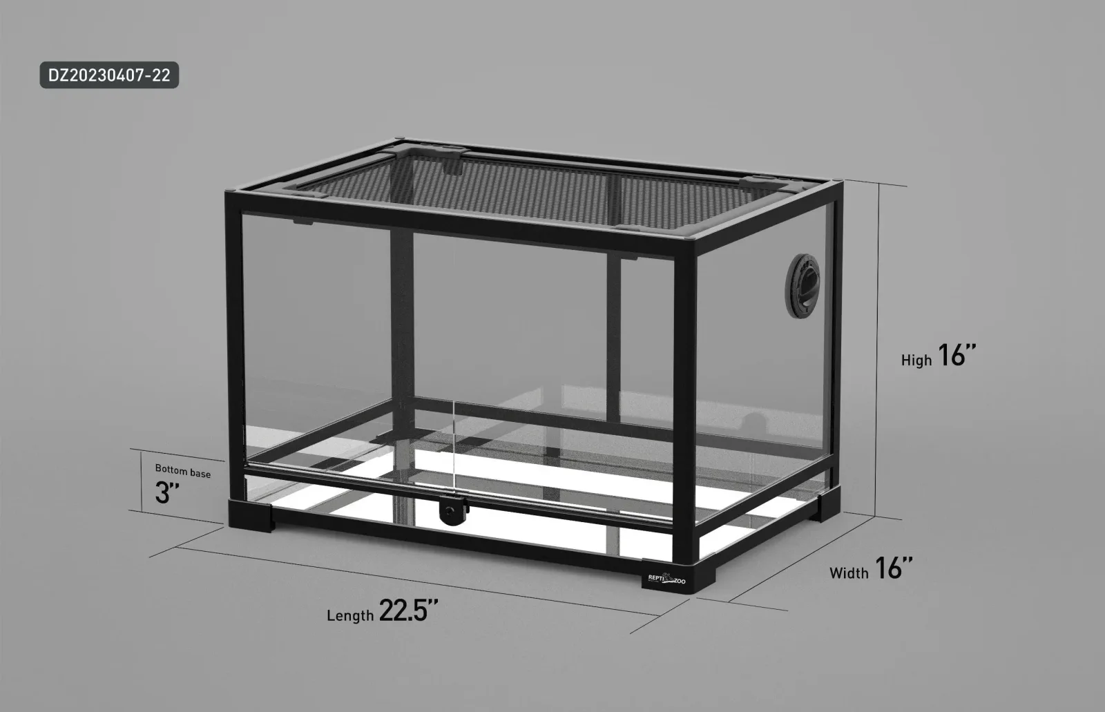 REPTI ZOO 57 Gallon 22.5" x 16"x 36" Glass Reptile Terrarium Front Opening Reptile Habitat Tank (customed reptile cage)