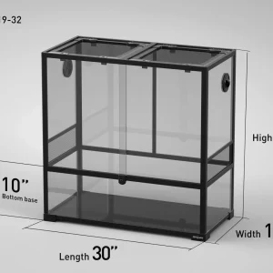 REPTI ZOO 59 Gallon 30" x 15"x 30" Glass Reptile Terrarium with Sliding Door Custom Reptile Tank (customed reptile cage)