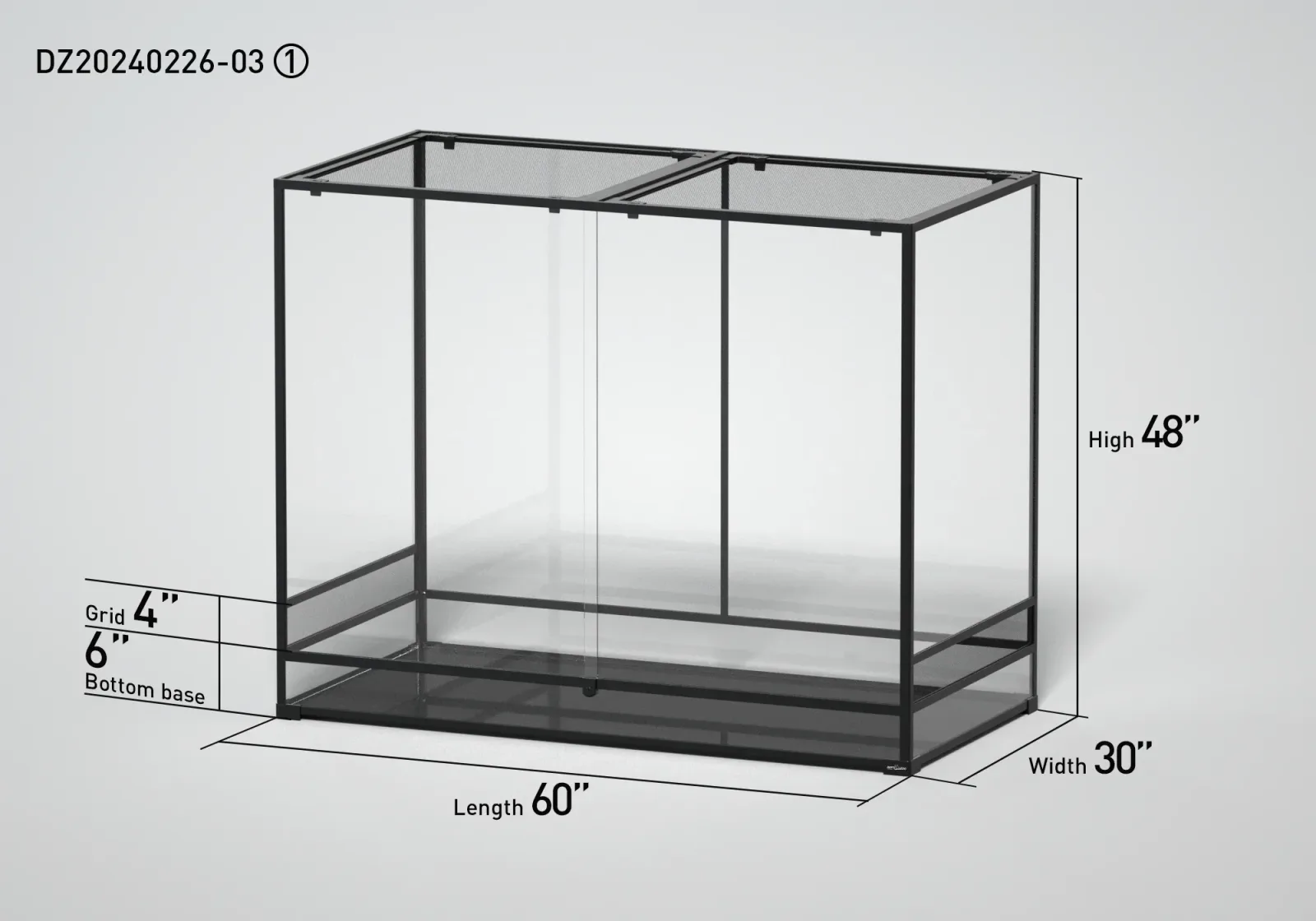 REPTI ZOO 60" x 30"x 48" Glass Reptile Terrarium with Sliding Door Custom Reptile Tank (customed reptile cage)