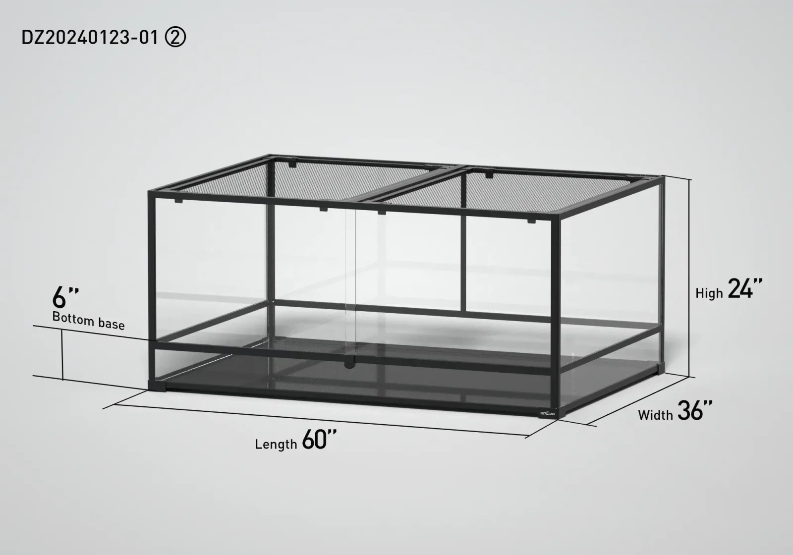 REPTI ZOO 60" x 36"x 24" Glass Reptile Terrarium with Sliding Door Custom Reptile Tank (customed reptile cage)