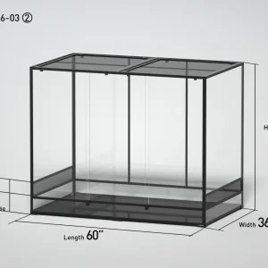REPTI ZOO 60" x 36"x 48" Glass Reptile Terrarium with Sliding Door Custom Reptile Tank (customed reptile cage)