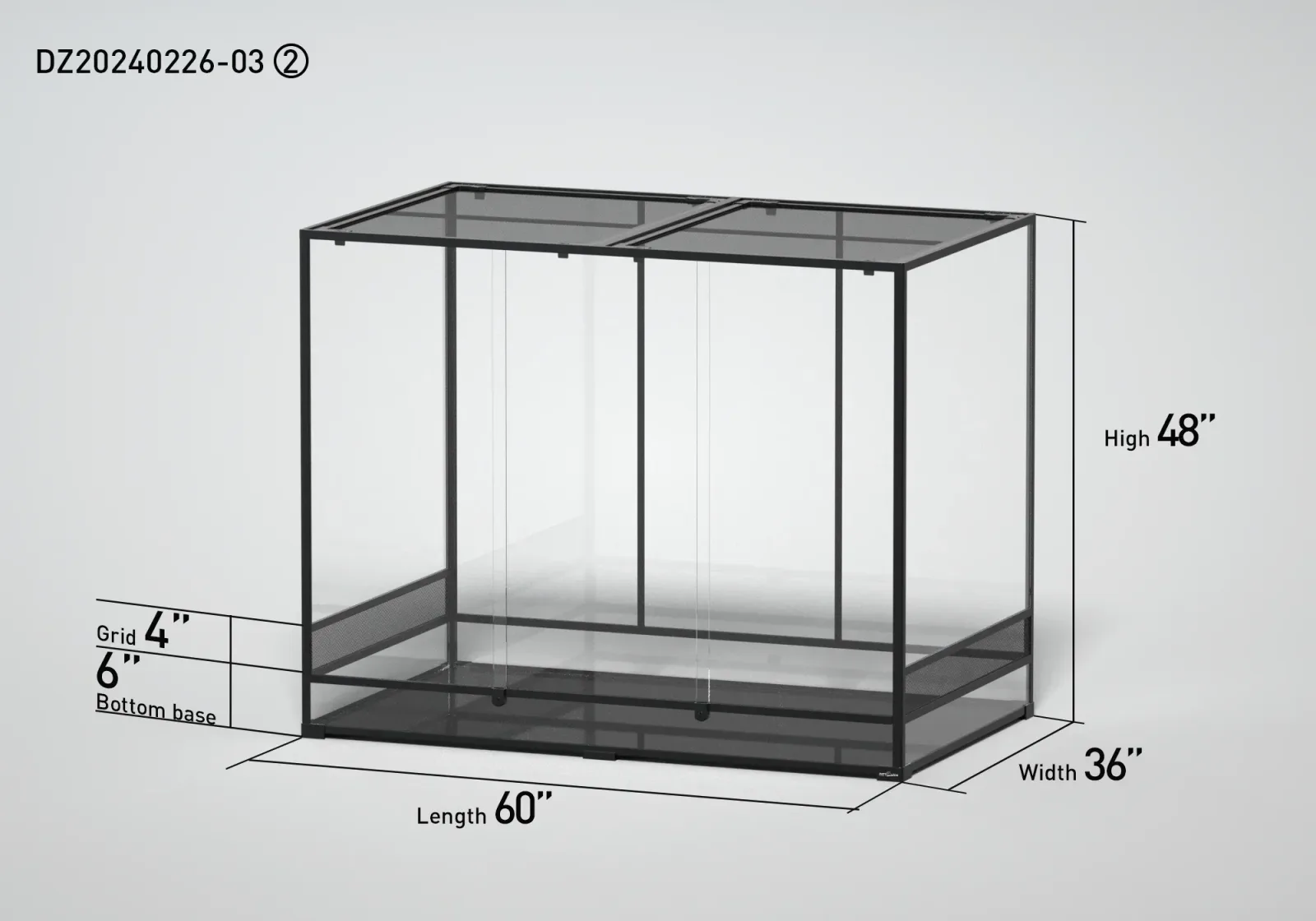 REPTI ZOO 60" x 36"x 48" Glass Reptile Terrarium with Sliding Door Custom Reptile Tank (customed reptile cage)