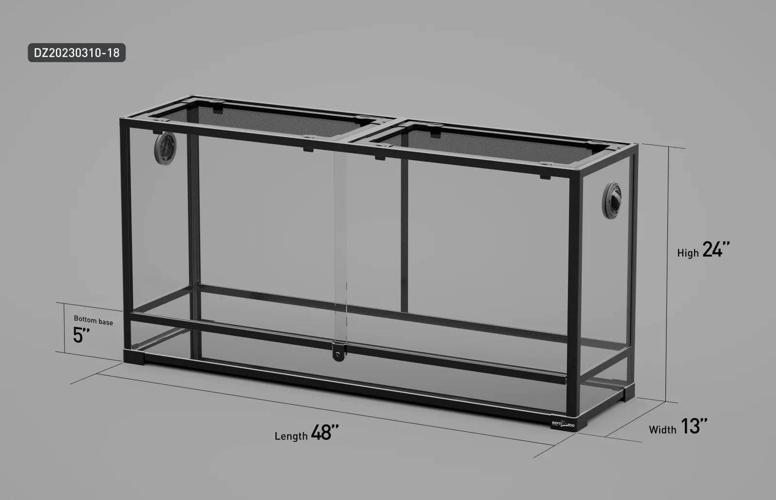 REPTI ZOO 65 Gallon 48" x 13"x 24" Glass Reptile Terrarium with Sliding Door Reptile Habitat Tank (customed reptile cage)