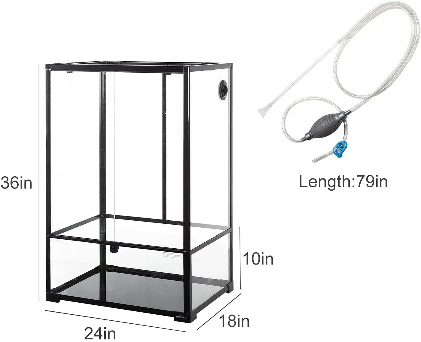 REPTI ZOO 67 Gallon 24"x18"x 36” Knock-Down Paludarium Large Reptile Terrarium ,Bio Deep Base 10”, Siphon Gravel Cleaner Set Included RK604590 - Image 2