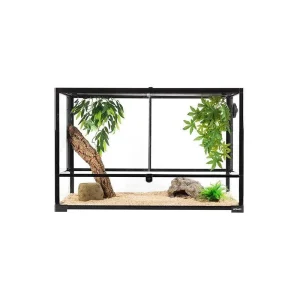 REPTI ZOO 67 Gallon 36" x 18" x 24" Reptile Large Glass Terrarium 2 in 1 Side Meshes and Side Glasses Reptile Terrarium(Knock-Down) RK0120P
