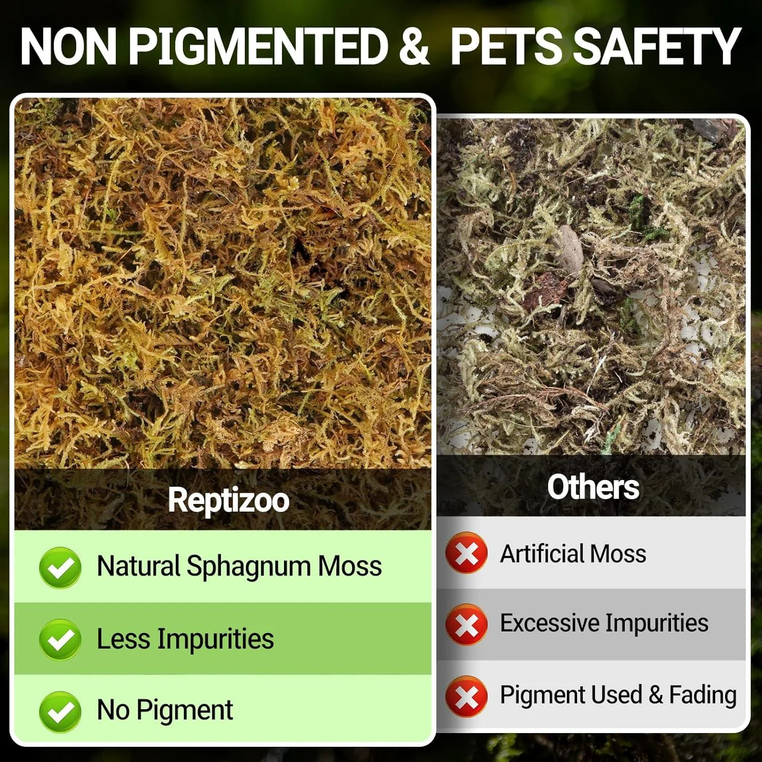 REPTI ZOO 7OZ Sphagnum Moss for Reptiles, 200g Natural Moss Substrate for Reptile & Amphibian | Terrarium Tank Forest Moss Bedding for Snakes, Turtles, Frog, Hermit Crab - Image 2