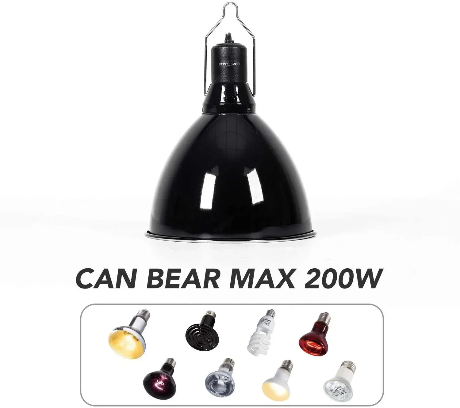 REPTI ZOO 8.5 inch Reptile Light Fixture 200W E26 Base,Aquarium Dome Reptile Light Socket Fixture (Without Bulbs)