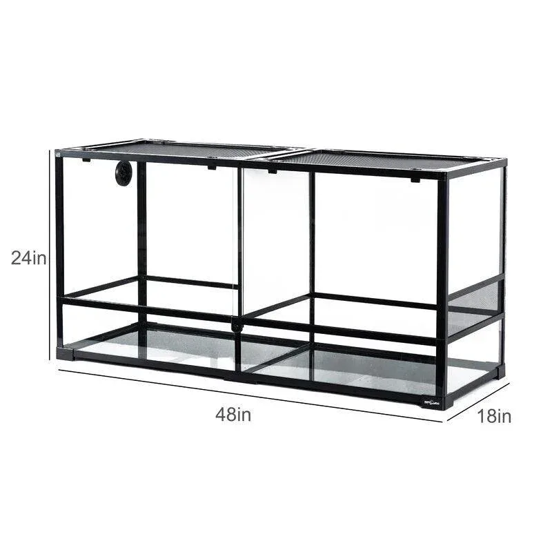 REPTI ZOO 90 Gallon 48*18*24 Glass Reptile Terrarium With Flexible Side Vent RK0223A - Image 2