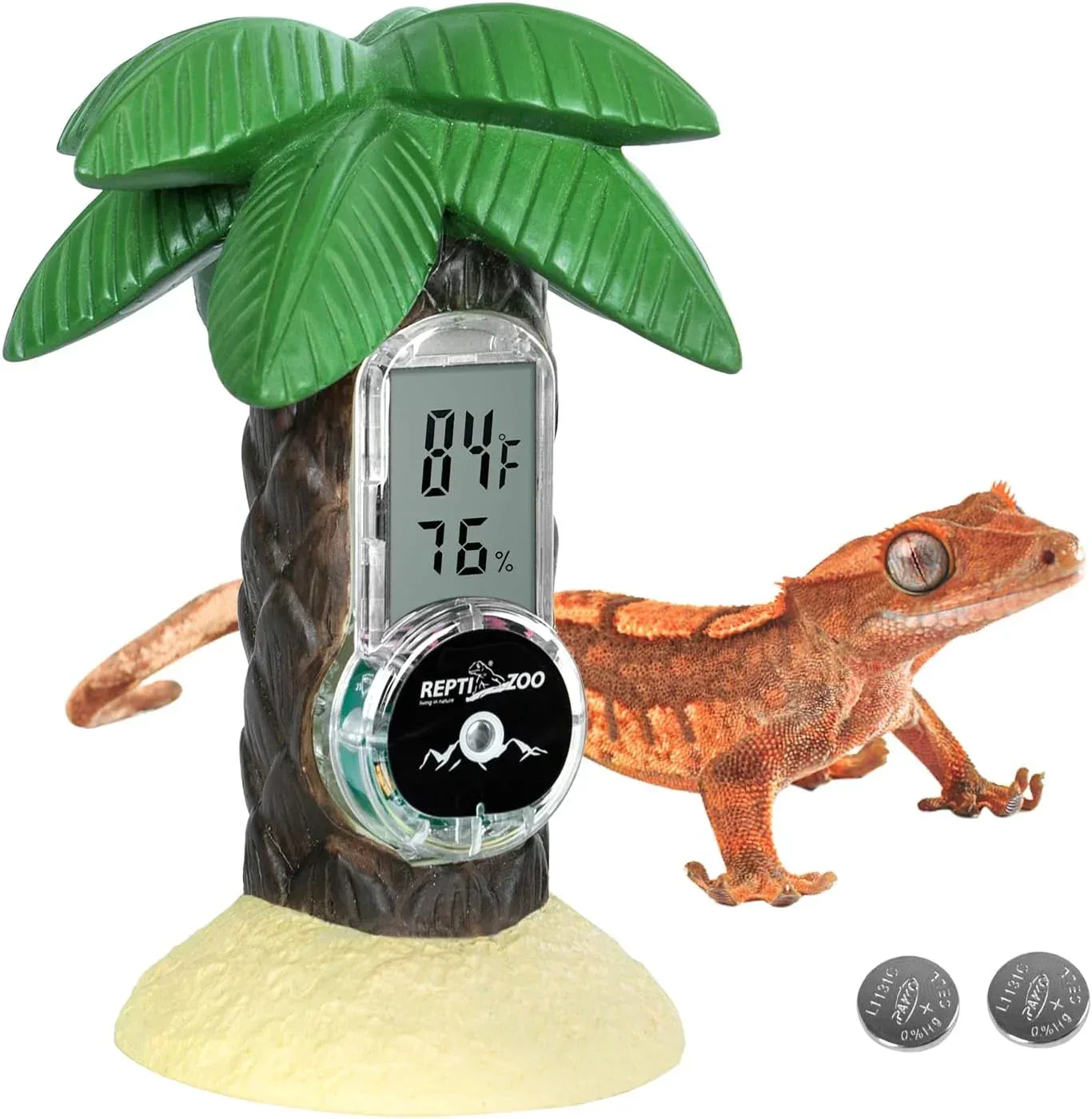 REPTI ZOO Coconut Tree Reptile Terrarium Thermometer Hygrometer, Magnetic Digital Thermometer and Humidity Gauge for Gecko Snake Bearded Dragon Turtle | Reptile Tank Decor Accessories