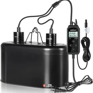 REPTI ZOO Dual Deep Dome Reptile Light Fixture with PID Dimming Thermostat and Timer