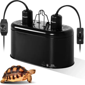 REPTI ZOO Dual Reptile Light Fixture with Dimming, Deep Dome Reptile Heat Lamp Fixture