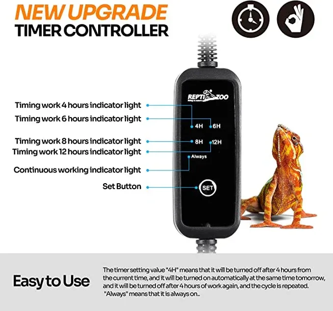 REPTI ZOO ETL certificated T5 HO UVB Lighting Combo Kit with Timer and 5.0 UVB T5 Lamp Bulb - Image 2