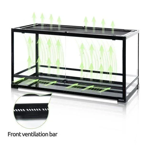 REPTI ZOO Glass Reptile Terrarium 50 Gallon, Front Opening Reptile Habitat Tank 36" x 18"x 18" for Reptile , Double Doors with Background RK361818A - Image 2