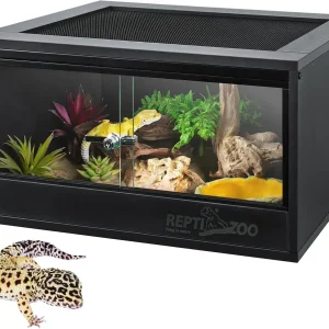 REPTI ZOO PVC Reptile Terrarium for Crested Gecko Leopard Gecko Snake Turtle Hermit Crab, Thermal Insulation Moisturizing
