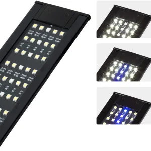 REPTI ZOO Reptile Aquarium Terrarium LED Light Ultra-thin Day and Night Light for Reptiles Aquarium Light, 3-Color Modes LED Light Hood 15W