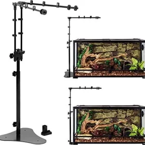 REPTI ZOO Reptile Dual Lamp Stand Adjustable Bracket Metal Support for Reptile Glass Terrarium