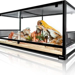 REPTI ZOO Reptile Tempered Glass Extra-Long Terrarium Habitats 48" x 18" x 18" Reptile Amphibians tank RK0222N