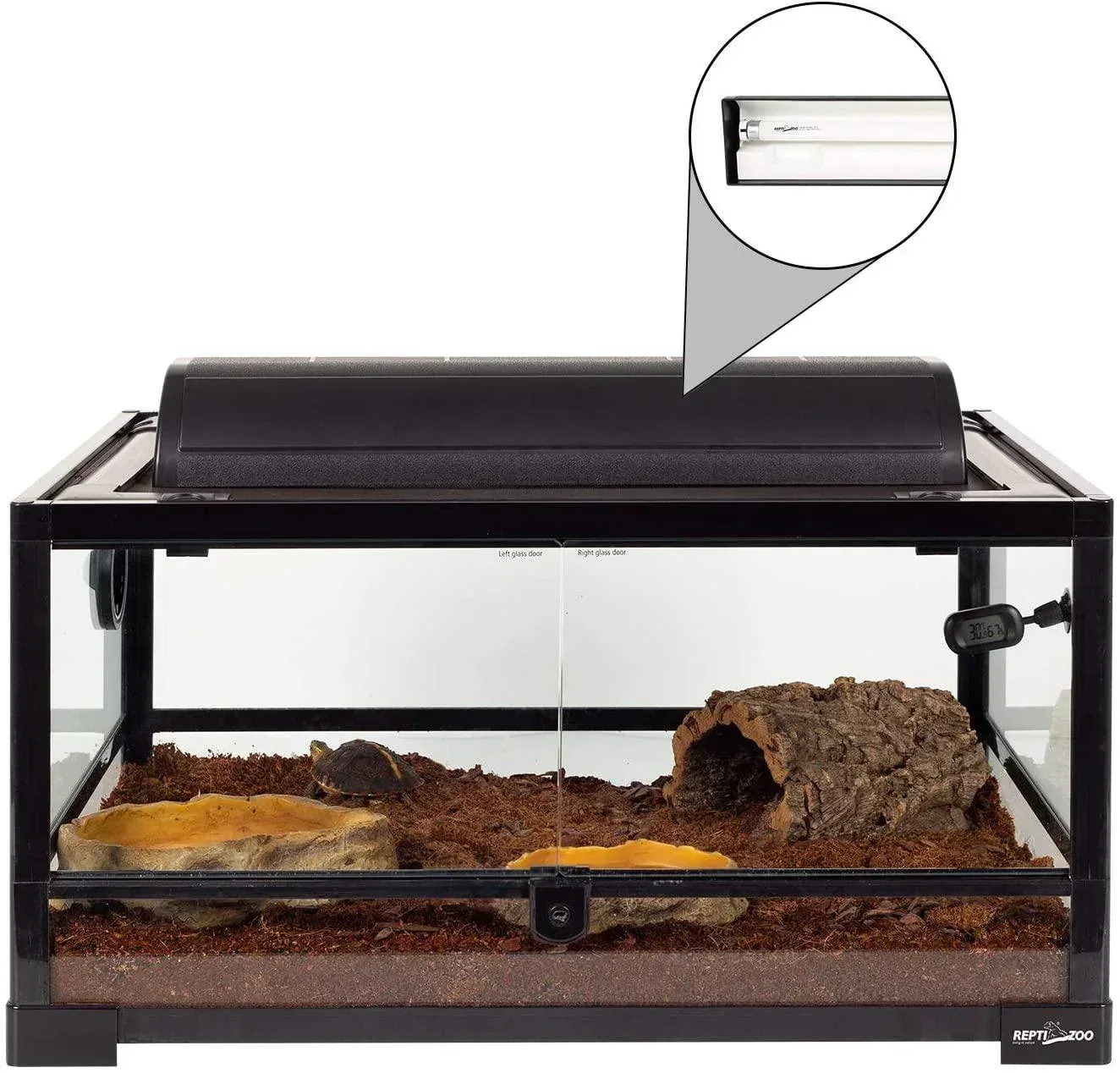 REPTI ZOO Reptile Terrarium Hood Tropical Desert T8 Strip Light Fixture with 18 Inch UVB Lamp Bulb 15 Watt(Include), ETL Certified - Image 2