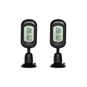 REPTI ZOO Reptile Terrarium Thermometer Hygrometer Digital Display 2PCS 360 Degree Rotation with Suction Cup, 3-Sides Mounting
