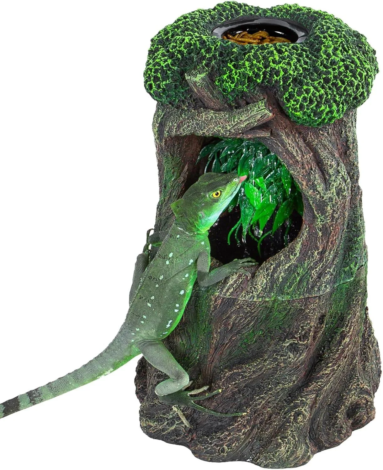 REPTI ZOO Terrarium Waterfall Drinking Fountain, 1000ML Water Dispenser & Food Dish