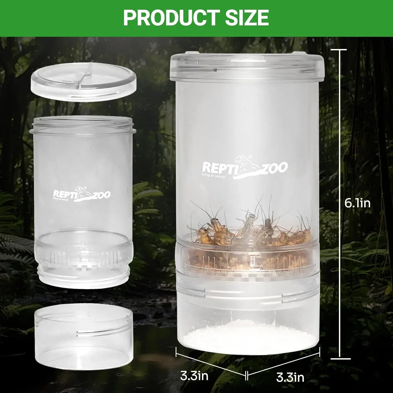 REPTI ZOO Transparent Cricket Calcium Powder Mixer Shaker and Feeder - Image 2
