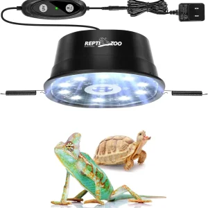 REPTI ZOO UVB Reptile Light with Dimming, UVB Reptile Heat Lamp with Controller, Adjustable UVB LED Basking Heat Bulb Fixture for Rainforest & Desert Reptiles Terrariums Tank