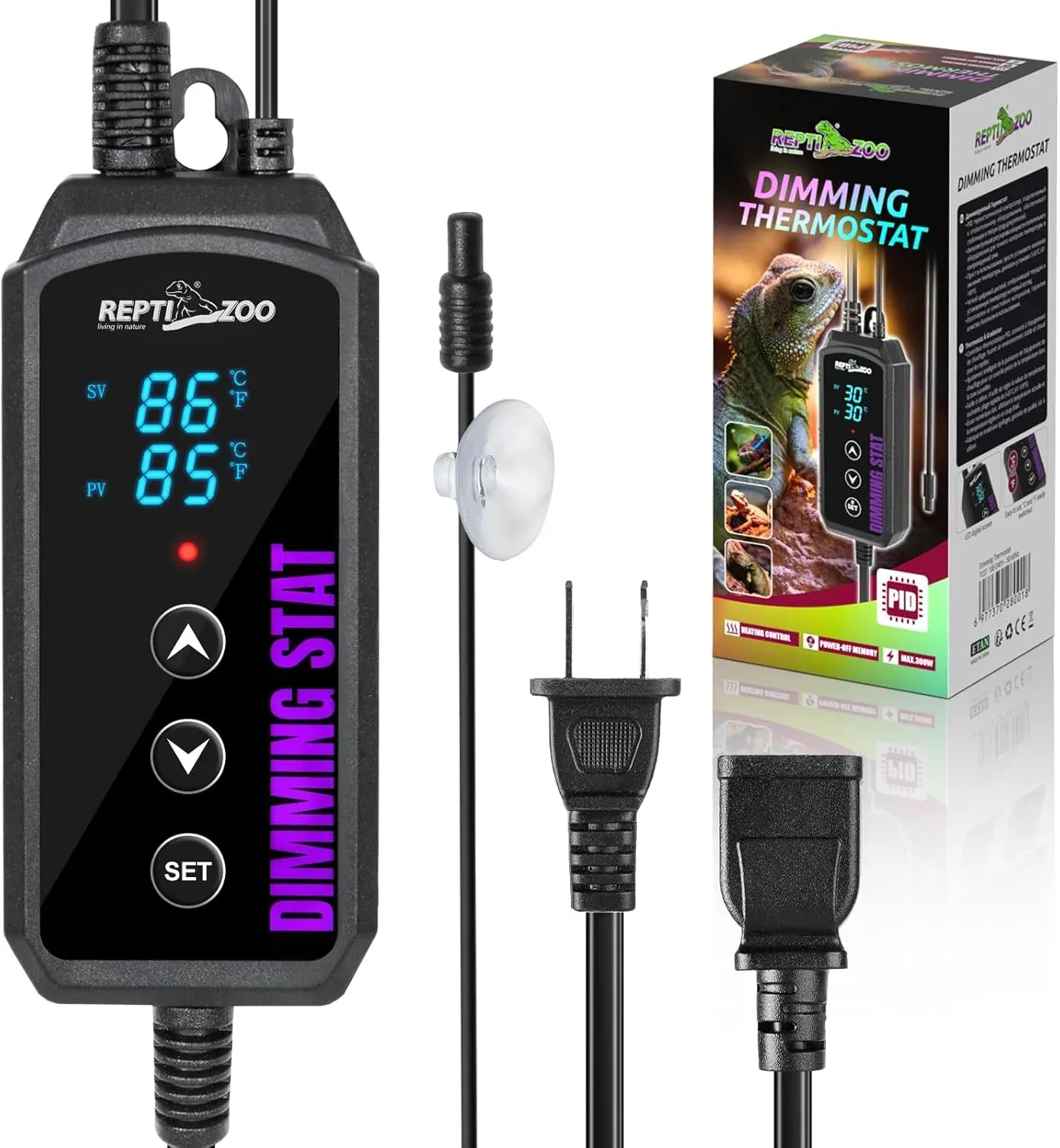Reptile Dimming Thermostat, PID Temperature Controller with LED Digital Screen