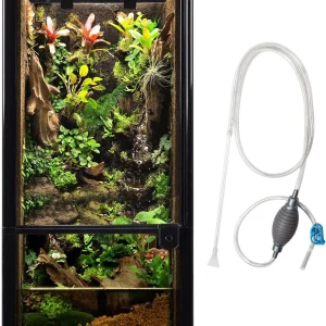 REPTIZOO 15 Gallon Full Glass Reptile Terrarium 12" x 12" x 24" Siphon Gravel Cleaner Set, Small Reptile Habitat for Reptile Chameleon, Tree Frogs