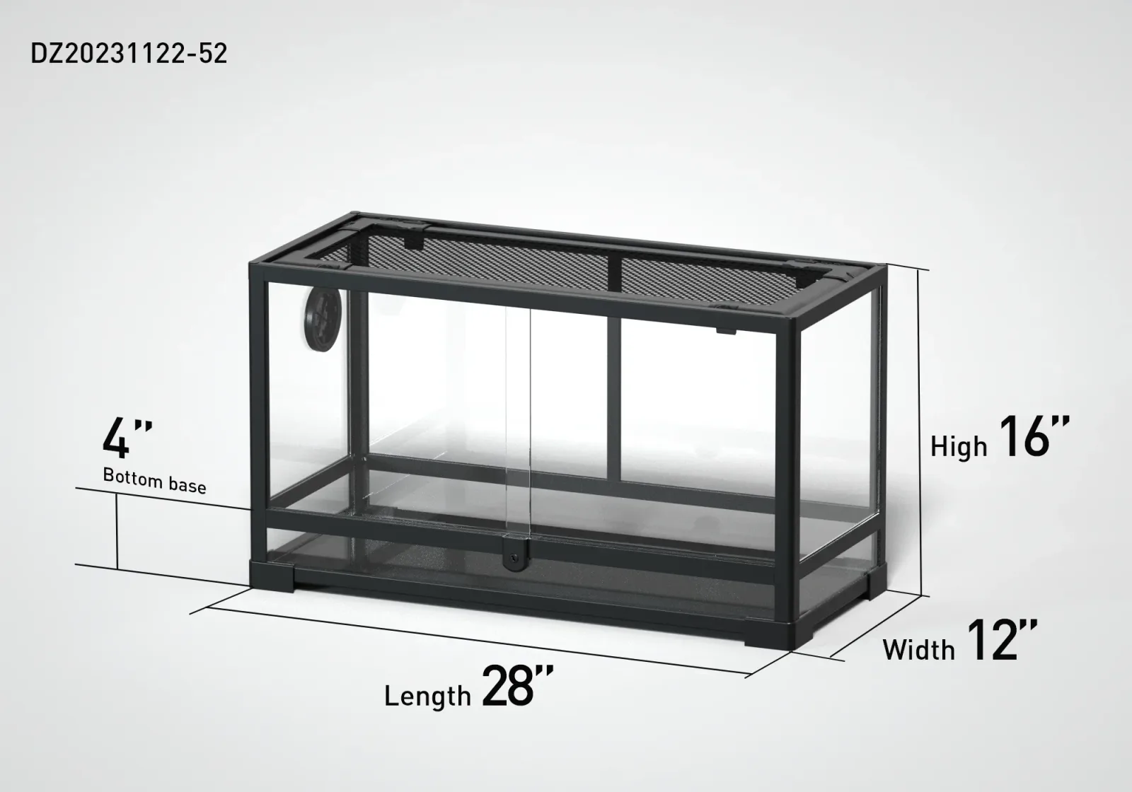 REPTIZOO 24 Gallon Glass Customed Reptile Terrarium 28" x 12"x16" with Sliding Door