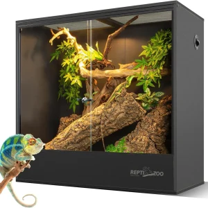 REPTIZOO 30/67/100 Gallon PVC Reptile Tank for Chameleon Frog Gecko Lizard Arboreal Terrarium with Sliding Door & Screen Ventilation