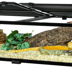 REPTIZOO 50 Gallon Glass Reptile Tank 48" x 24" x 10" Wide & Low Reptile Terrarium