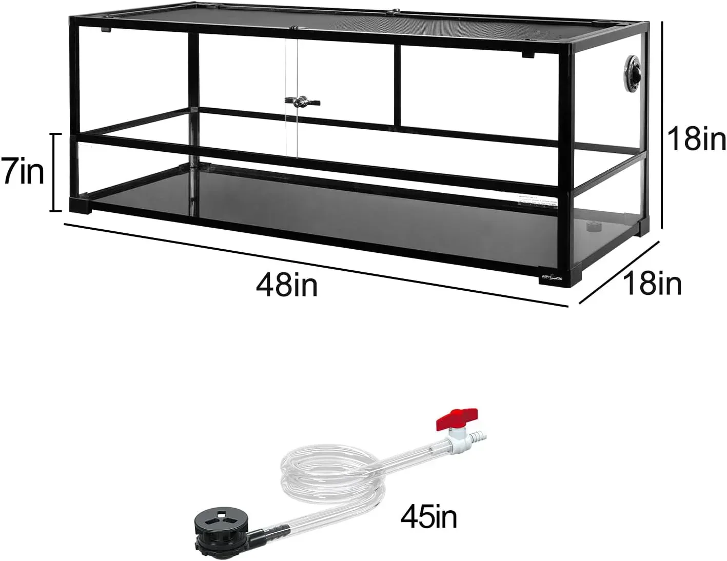 REPTIZOO 67 Gallon Large Turtle Tank Aquarium, 48"×18"×18" Tortoise Habitat Water-Land Ecological Turtle Tank with Drainage System - Image 2