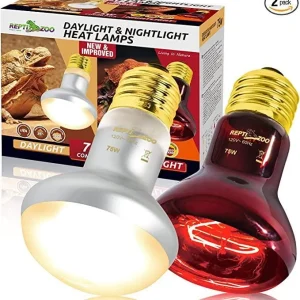 REPTIZOO 75W Reptile Heat Lamp Bulb 2PCS Combo Pack Includes Nightlight Infrared Heat Emitter and UVA Daylight Heating Lamp