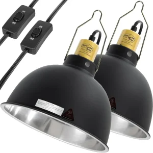 REPTIZOO 8.5 Inch Deep Dome Reptile Heat Lamp Fixture 2-Pack