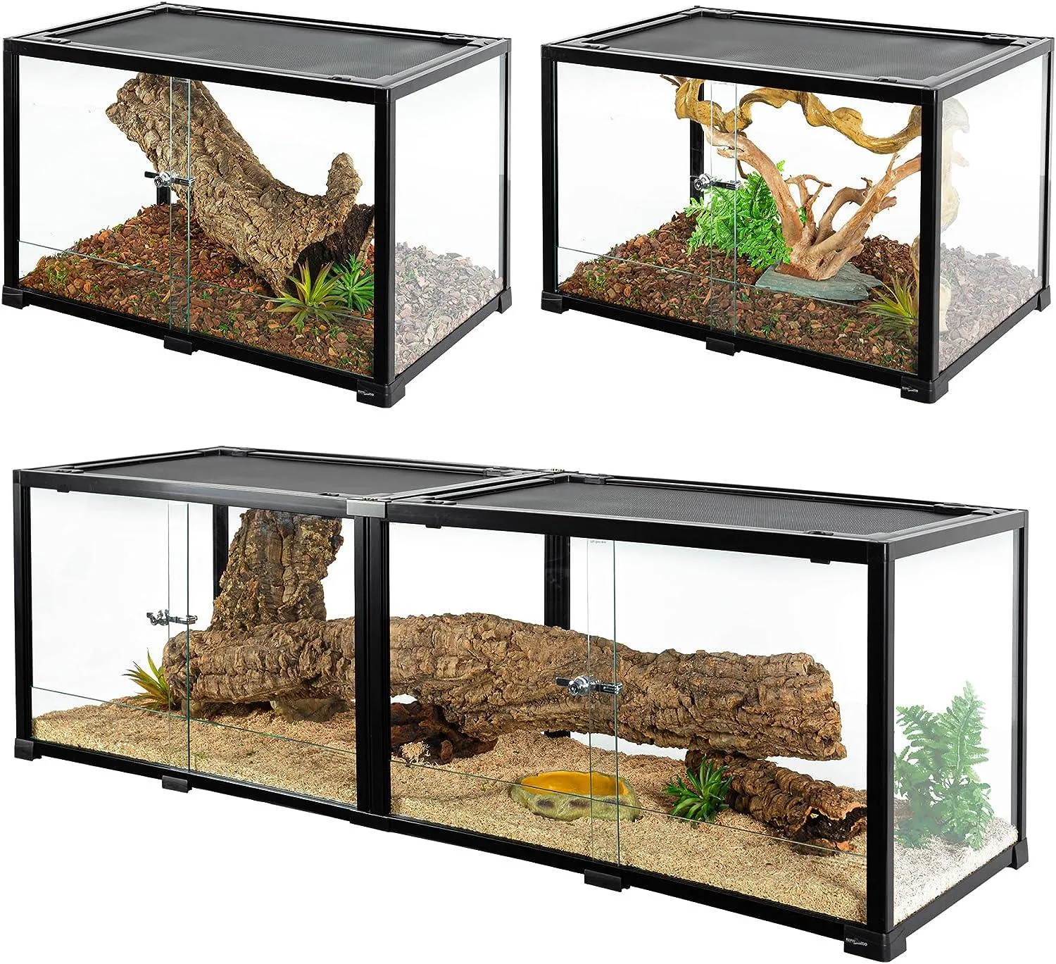 REPTIZOO 84 Gallon Extra-Long Reptile Terrarium 60" x 18" x 18" Spliceable Glass Reptile Tank Double Top Cover - Image 2
