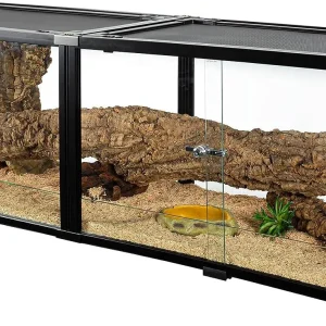 REPTIZOO 84 Gallon Extra-Long Reptile Terrarium 60" x 18" x 18" Spliceable Glass Reptile Tank Double Top Cover