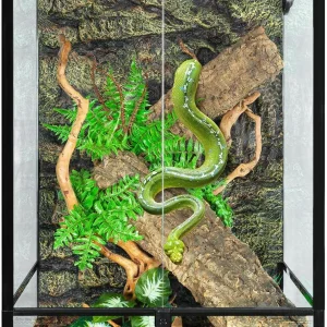REPTIZOO 90 Gallon 24" x 24" x 36" Large Glass Tall Reptile Terrarium with Front Opening Door and Top Screen Ventilation