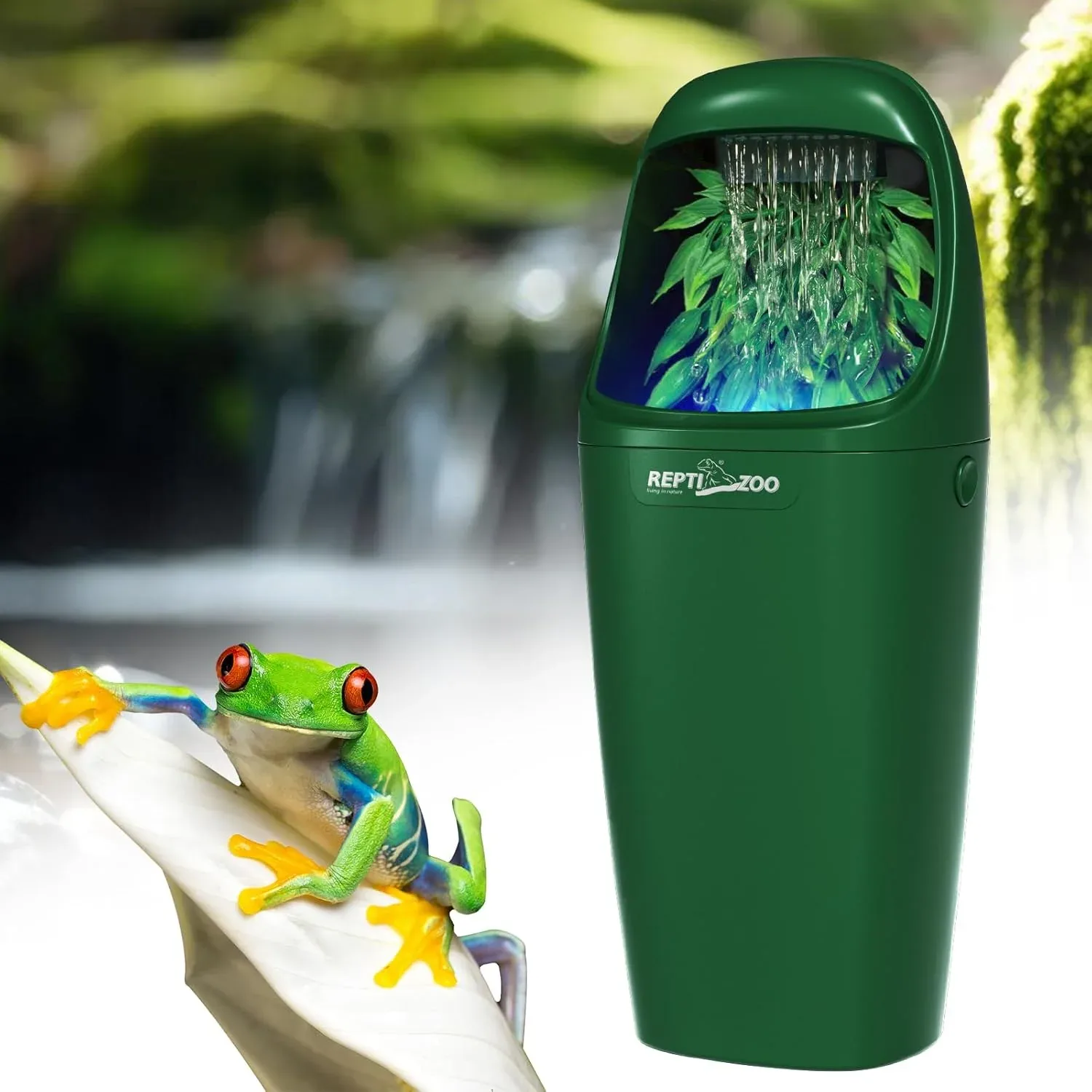 REPTIZOO Automatic Reptile Water Dispenser with Leaf Dripper and Light