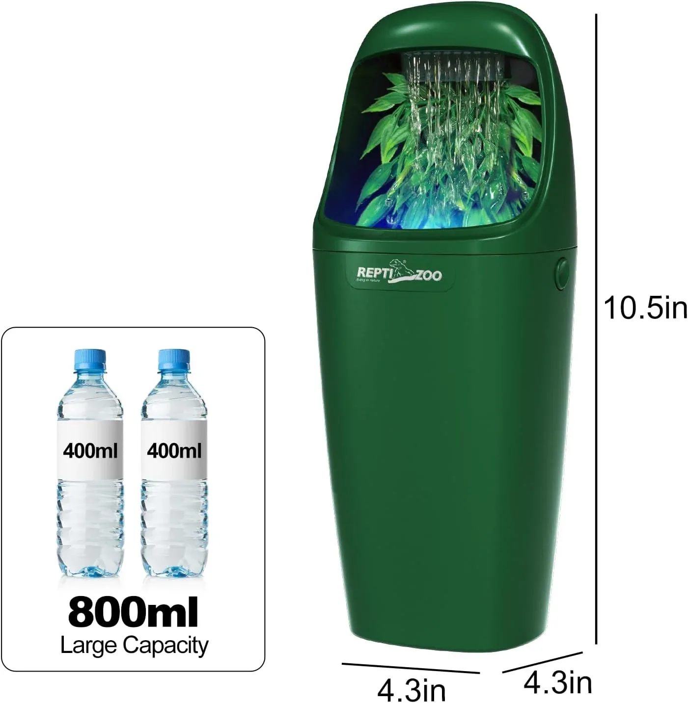 REPTIZOO Automatic Reptile Water Dispenser with Leaf Dripper and Light - Image 2