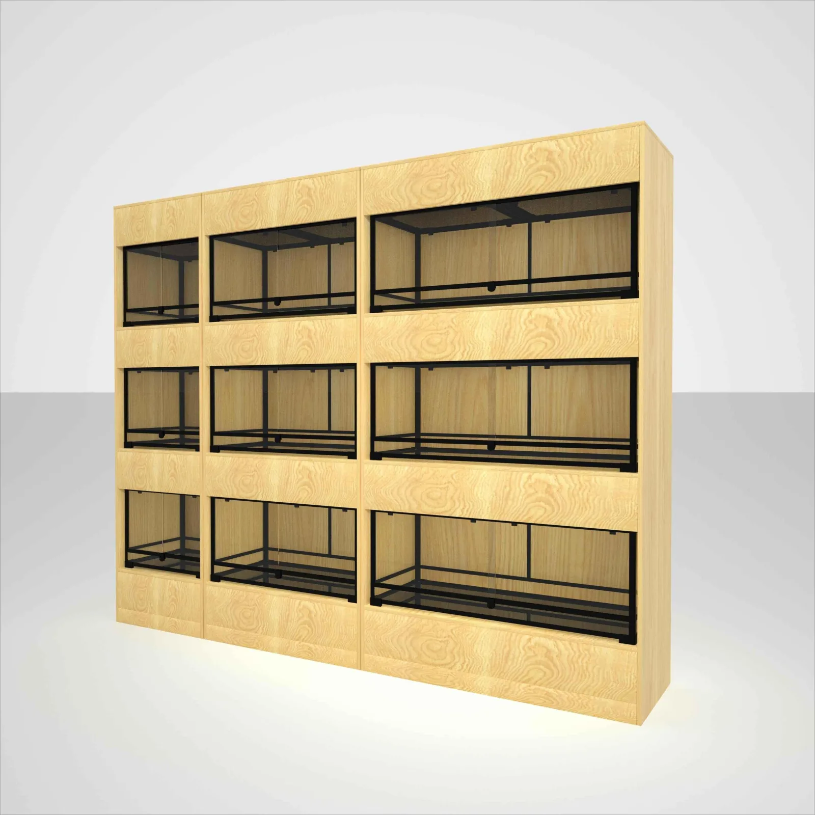 Reptizoo custom reptile enclosures multi-unit reptile pet display with glass tank (3 LAYERS)