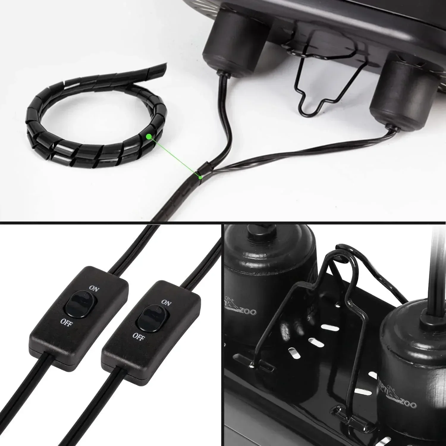 REPTIZOO Dual Reptile Lamp Fixture kit with 100W UVA Basking Spot Heat Lamp and 26W UVB 5.0 Energy Saving Bulb - Image 2